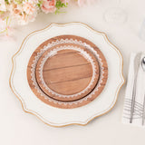 Convenience Meets Style with White Brown Wood Grain Print Disposable Party Plates